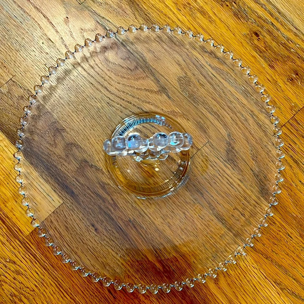 Imperial Candlewick hors d’oeuvres Tray with heart handle